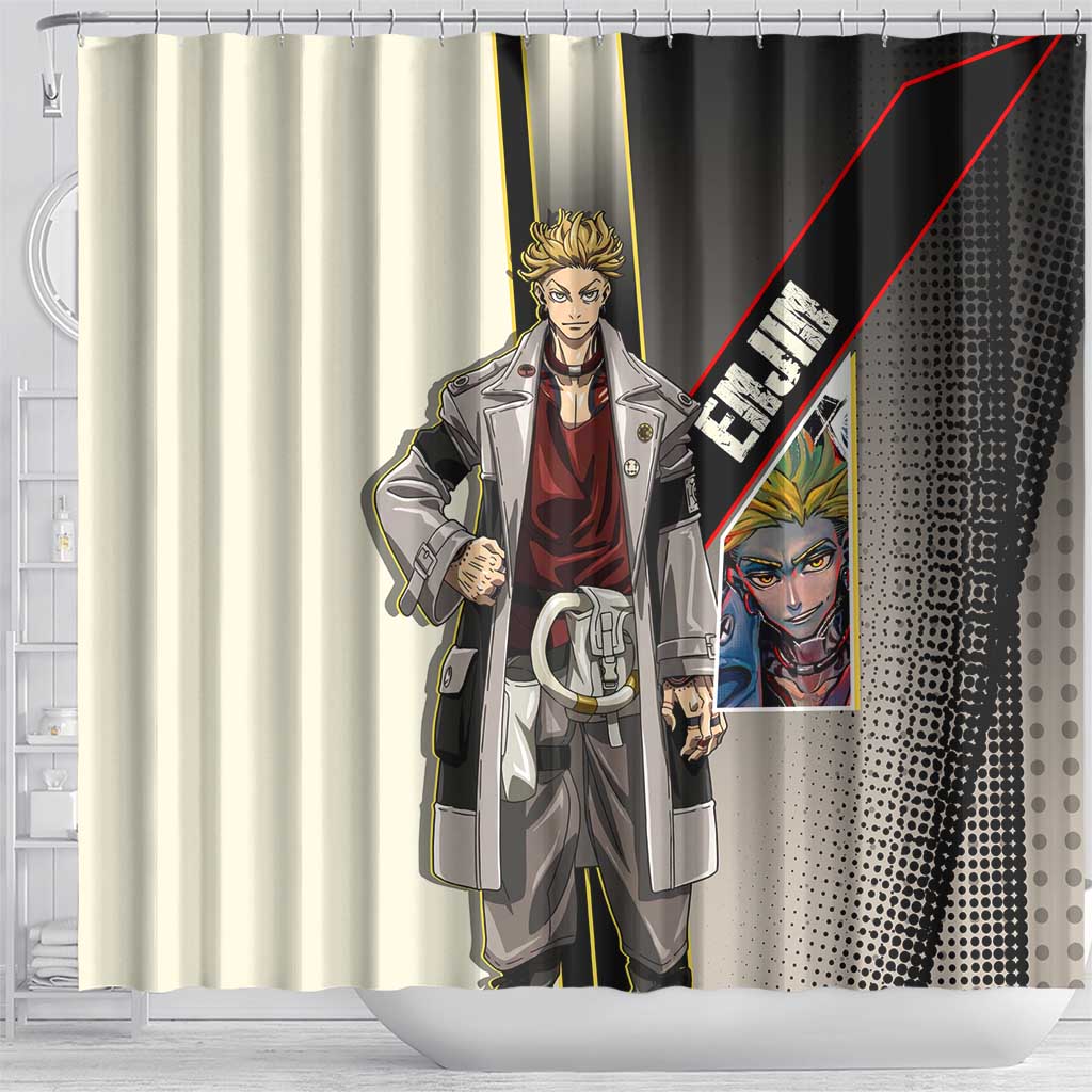 Enjin Crimson Strategist Shower Curtain Grunge Manga Illustration Style