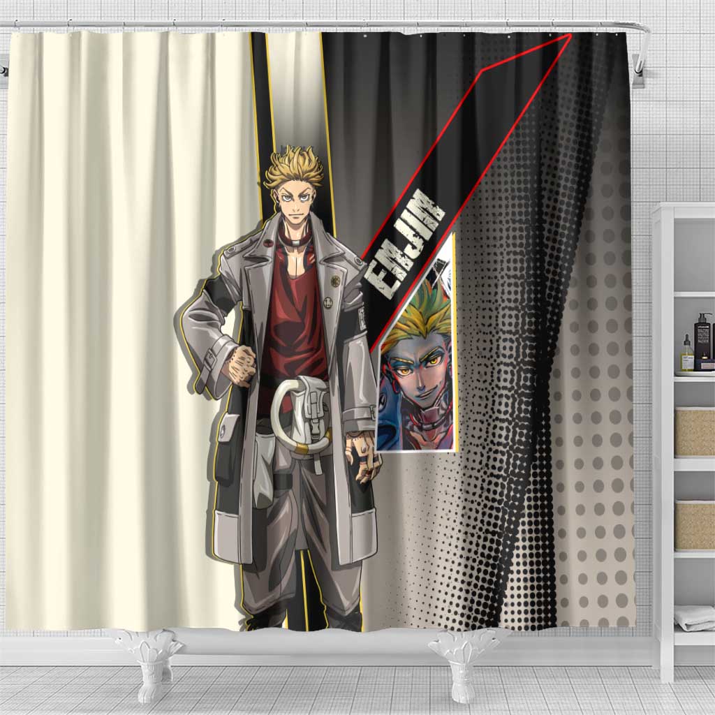 Enjin Crimson Strategist Shower Curtain Grunge Manga Illustration Style