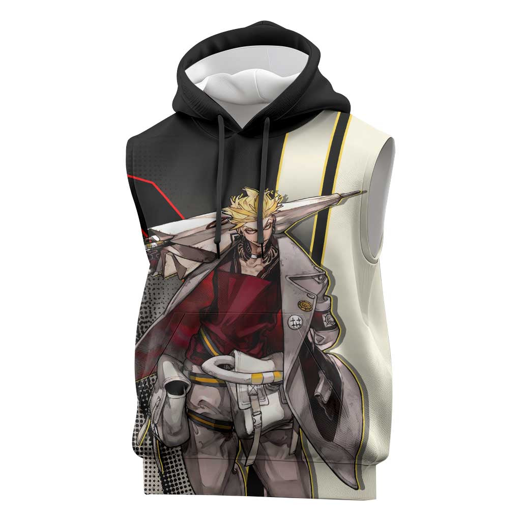 Enjin Crimson Strategist Sleeveless Hoodie Grunge Manga Illustration Style