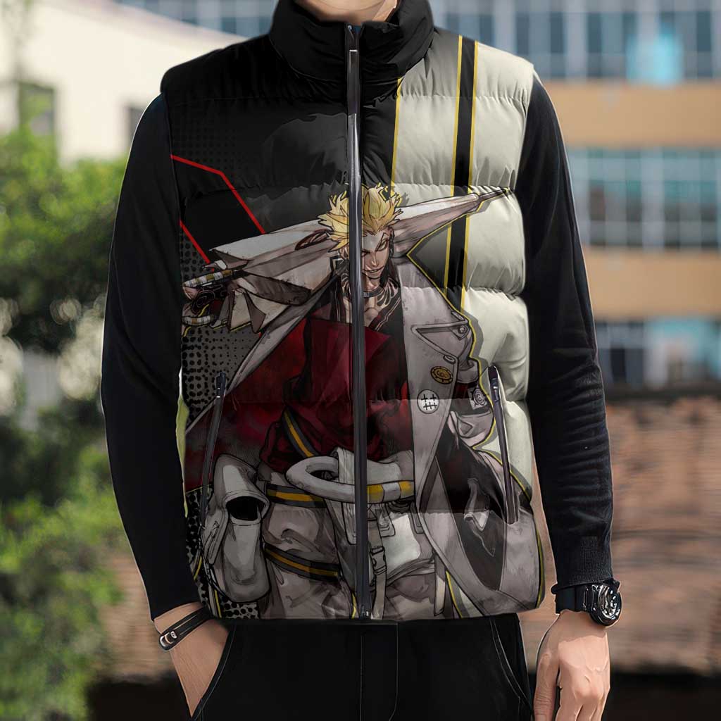 Enjin Crimson Strategist Sleeveless Puffer Jacket Grunge Manga Illustration Style