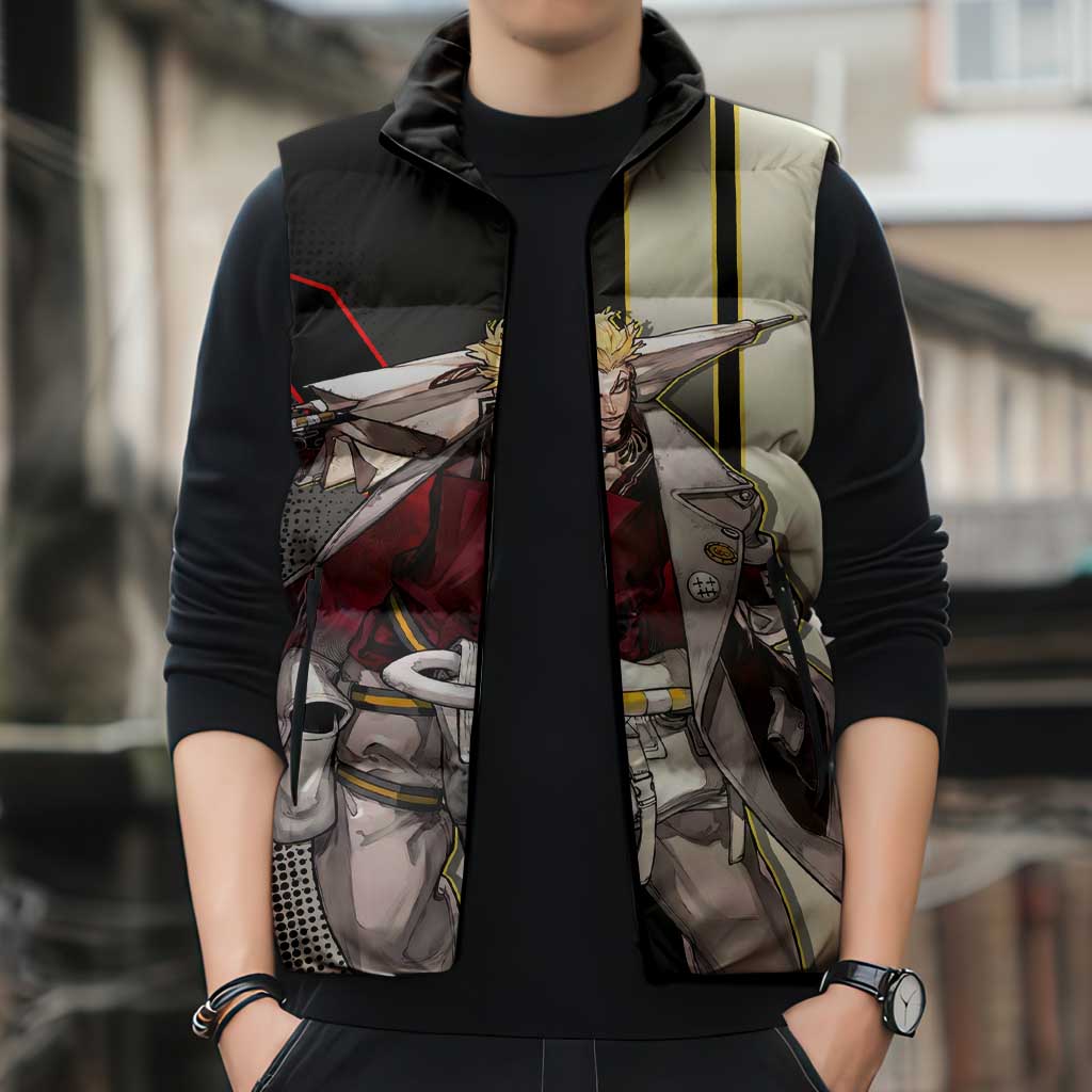 Enjin Crimson Strategist Sleeveless Puffer Jacket Grunge Manga Illustration Style