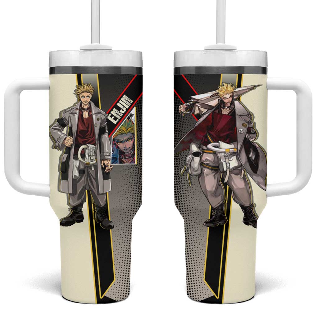 Enjin Crimson Strategist Tumbler With Handle Grunge Manga Illustration Style