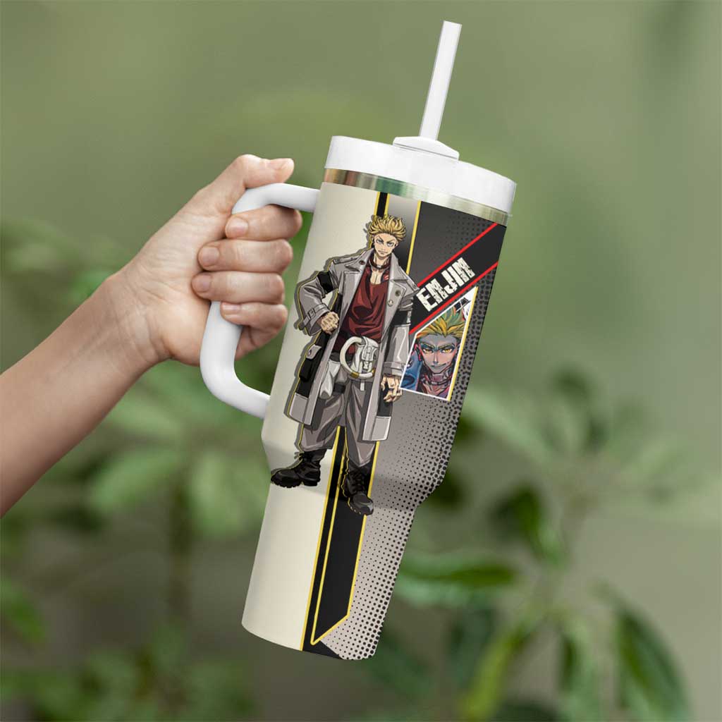 Enjin Crimson Strategist Tumbler With Handle Grunge Manga Illustration Style