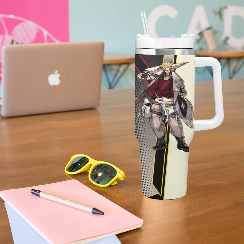Enjin Crimson Strategist Tumbler With Handle Grunge Manga Illustration Style