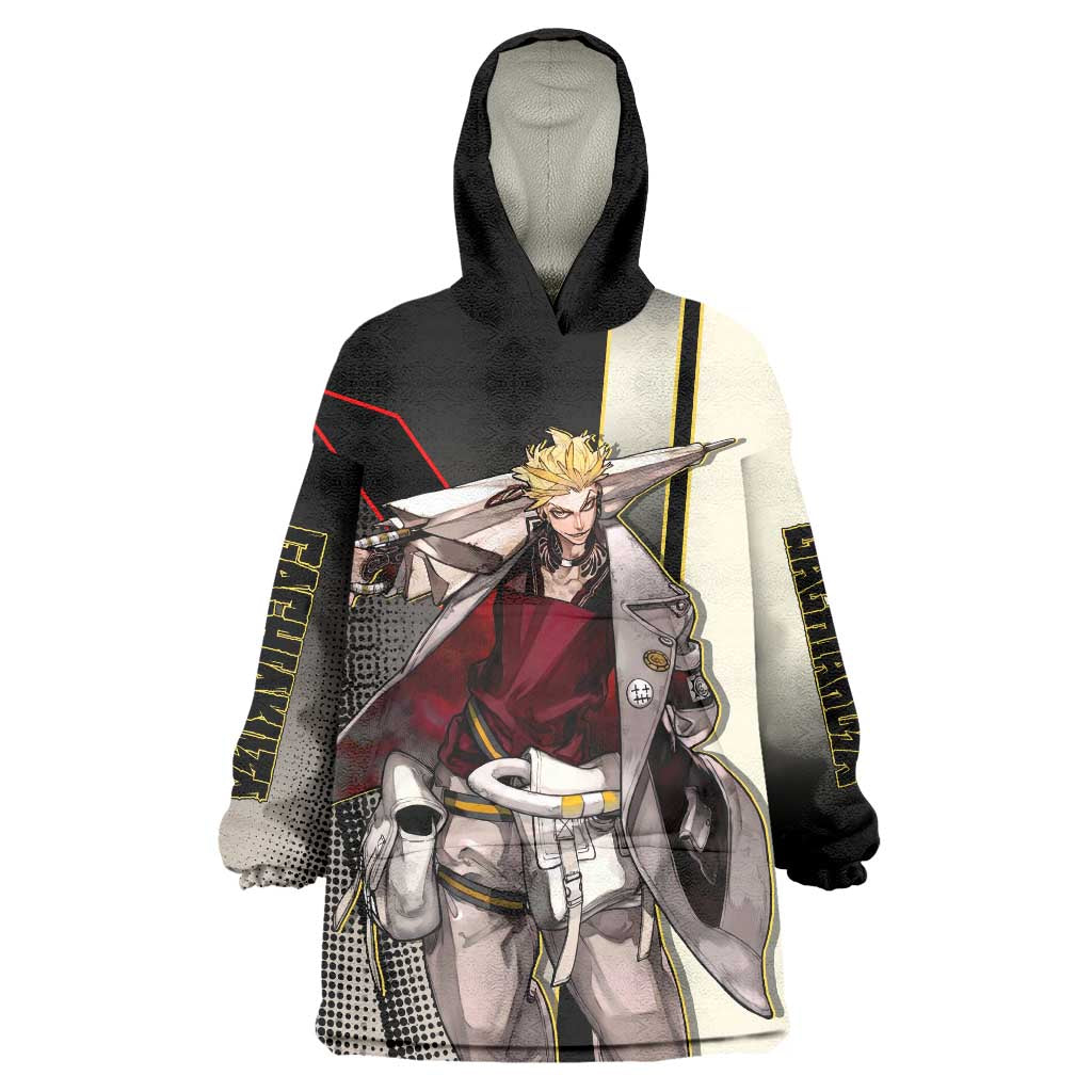 Enjin Crimson Strategist Wearable Blanket Hoodie Grunge Manga Illustration Style