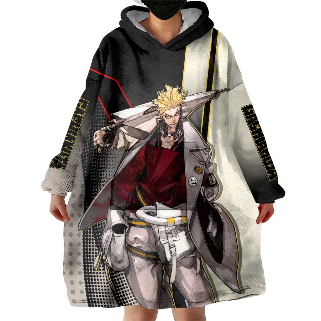 Enjin Crimson Strategist Wearable Blanket Hoodie Grunge Manga Illustration Style