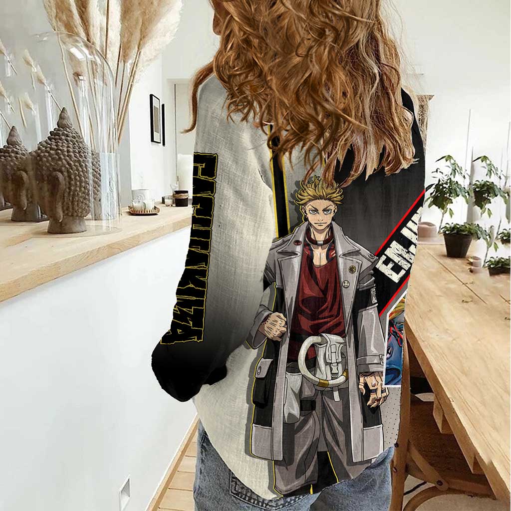 Enjin Crimson Strategist Women Casual Shirt Grunge Manga Illustration Style