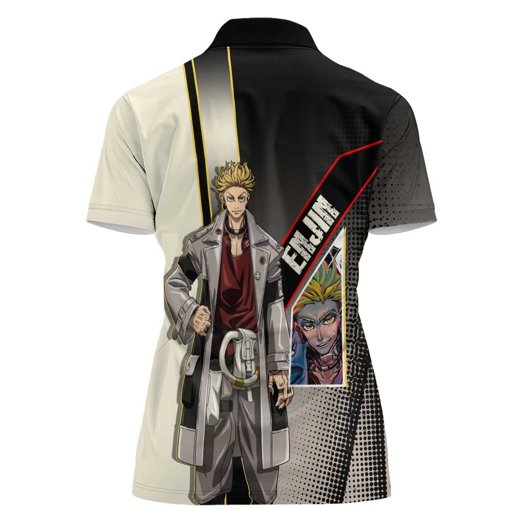 Enjin Crimson Strategist Women Polo Shirt Grunge Manga Illustration Style