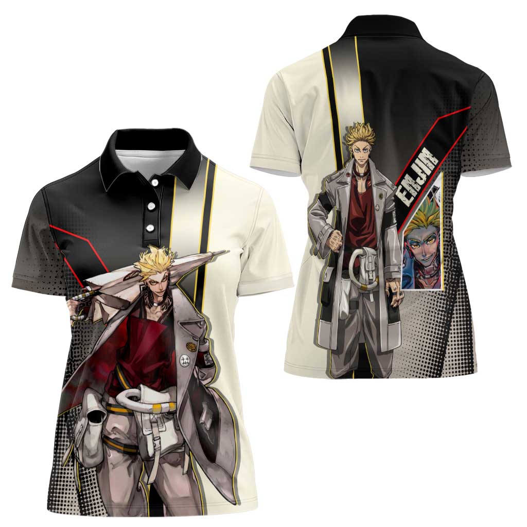Enjin Crimson Strategist Women Polo Shirt Grunge Manga Illustration Style