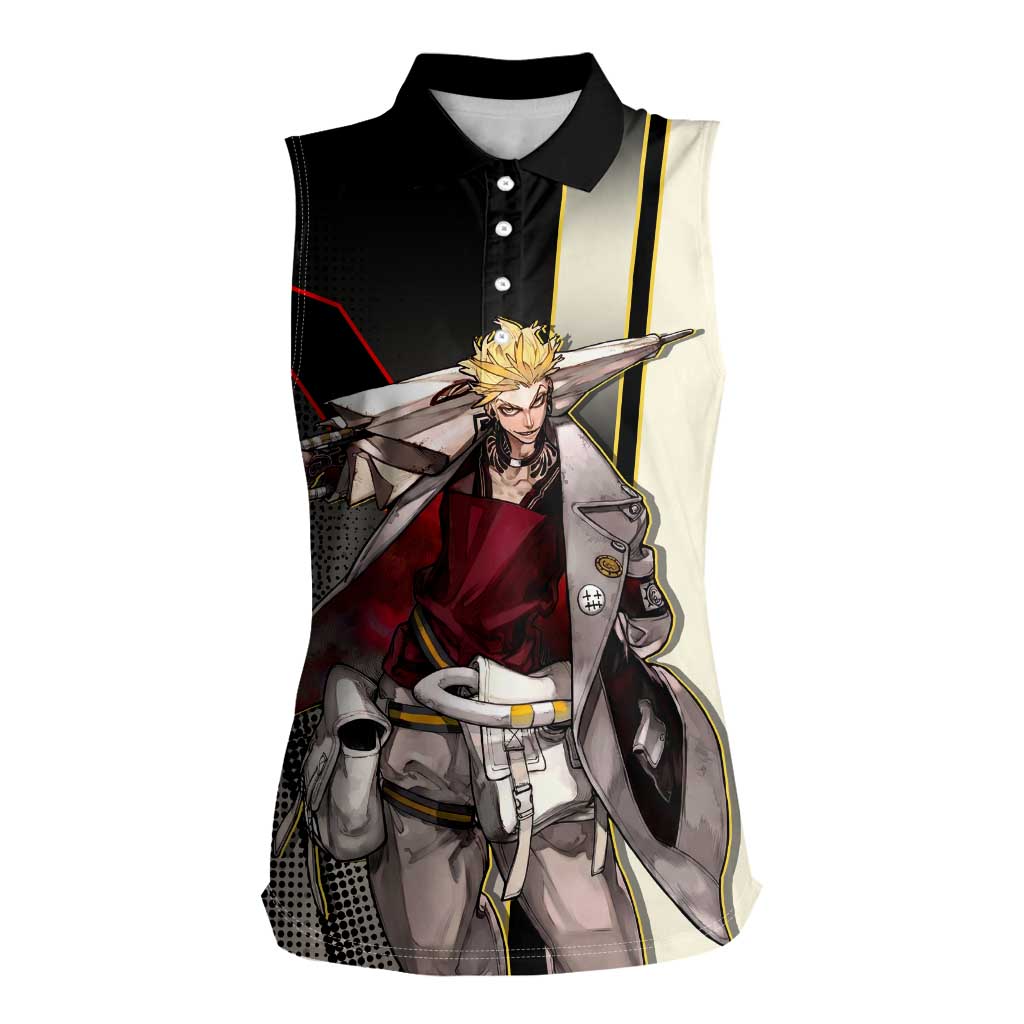 Enjin Crimson Strategist Women Sleeveless Polo Shirt Grunge Manga Illustration Style
