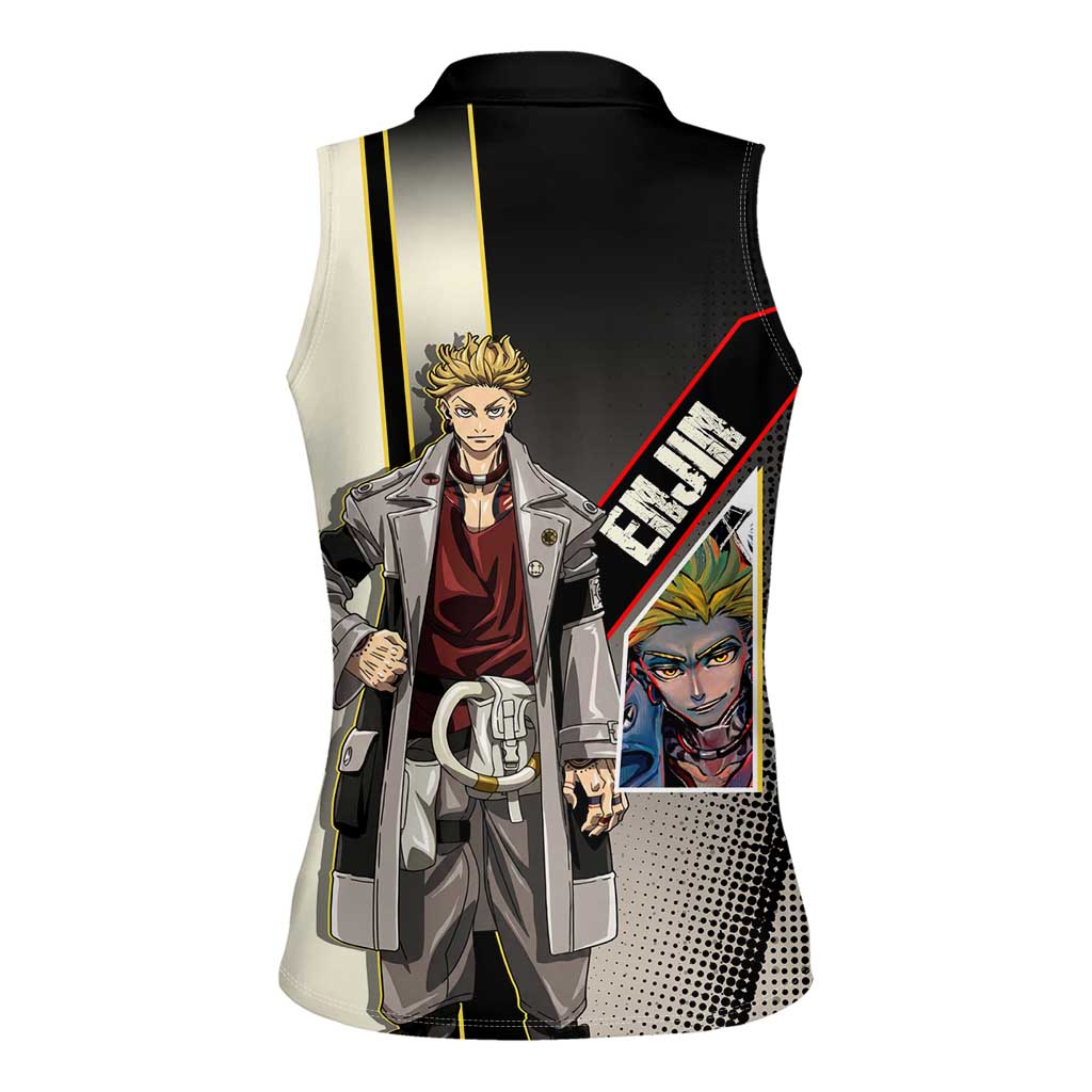 Enjin Crimson Strategist Women Sleeveless Polo Shirt Grunge Manga Illustration Style
