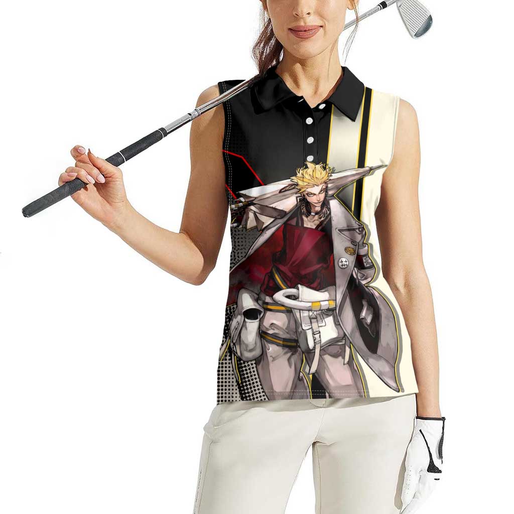 Enjin Crimson Strategist Women Sleeveless Polo Shirt Grunge Manga Illustration Style