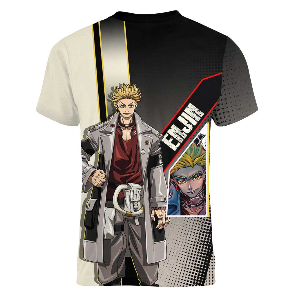 Enjin Crimson Strategist Women V-Neck T-Shirt Grunge Manga Illustration Style