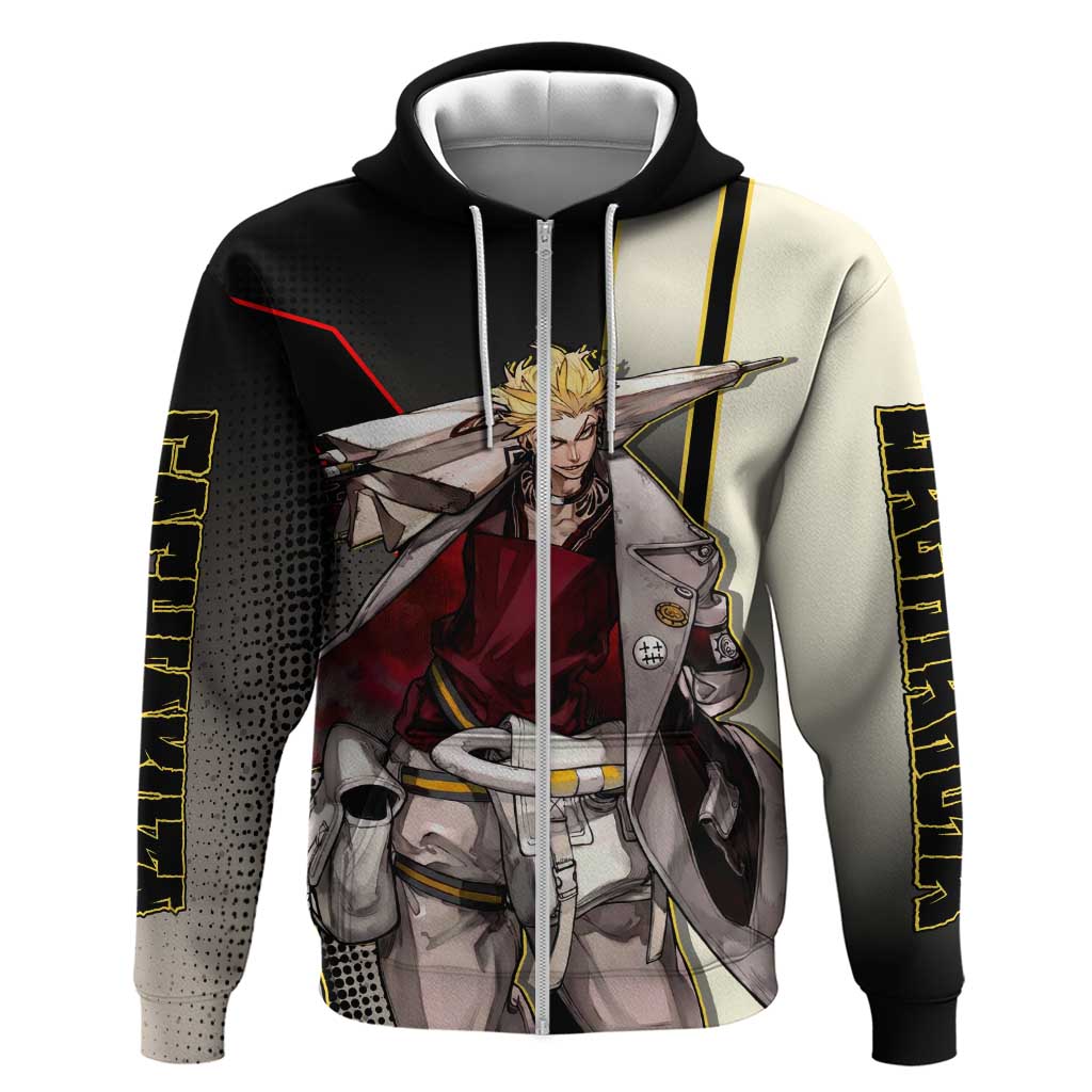 Enjin Crimson Strategist Zip Hoodie Grunge Manga Illustration Style