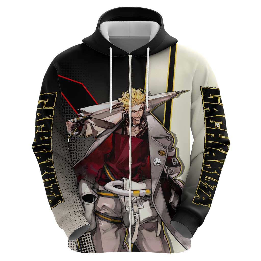 Enjin Crimson Strategist Zip Hoodie Grunge Manga Illustration Style