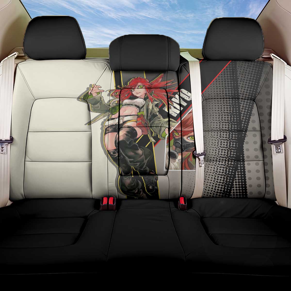 Riyo Blade Dancer Back Car Seat Cover Grunge Manga Illustration Style