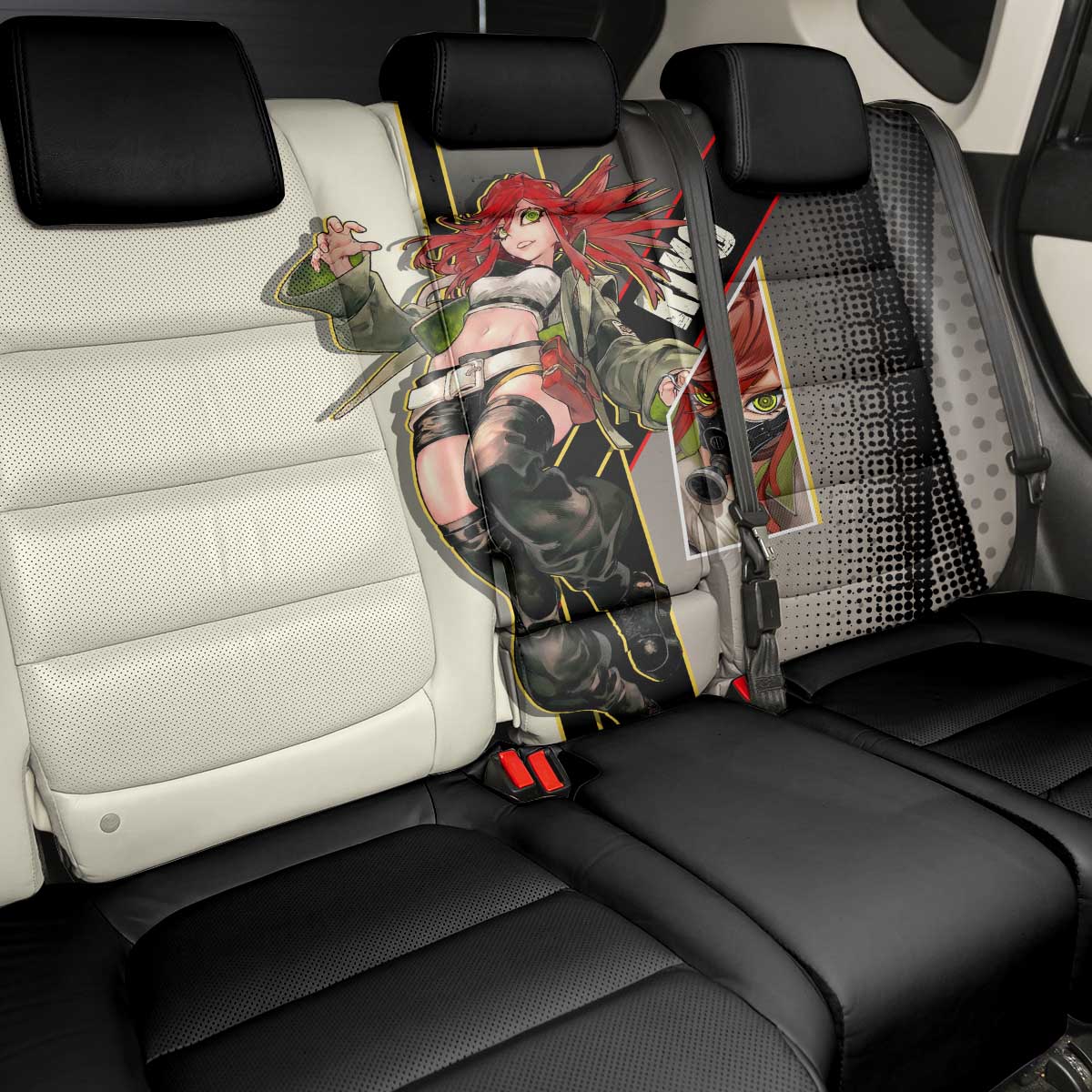 Riyo Blade Dancer Back Car Seat Cover Grunge Manga Illustration Style