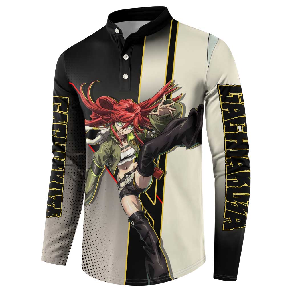 Riyo Blade Dancer Button Sweatshirt Grunge Manga Illustration Style