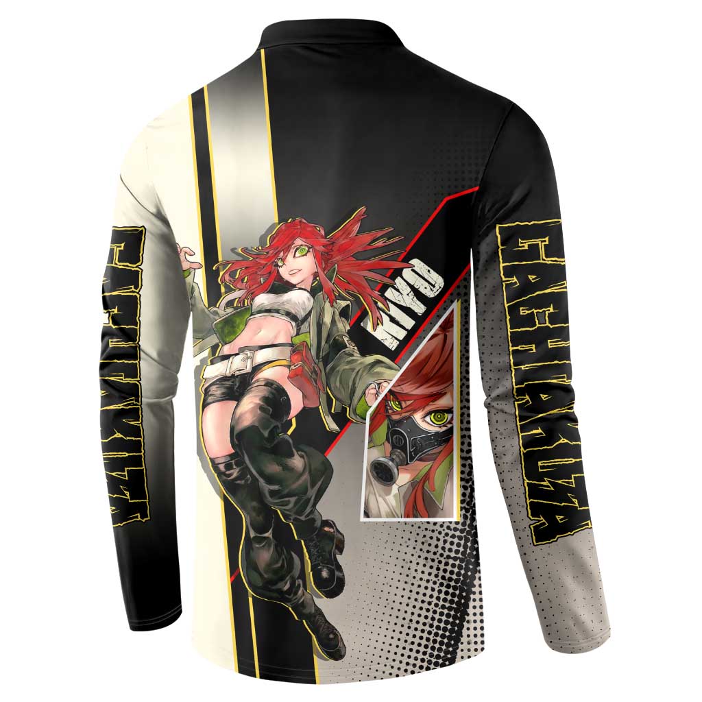 Riyo Blade Dancer Button Sweatshirt Grunge Manga Illustration Style