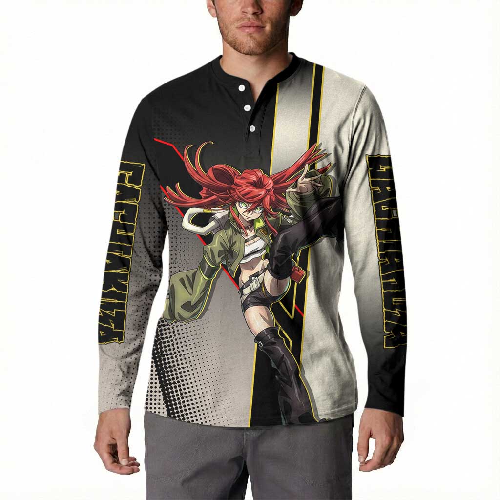 Riyo Blade Dancer Button Sweatshirt Grunge Manga Illustration Style