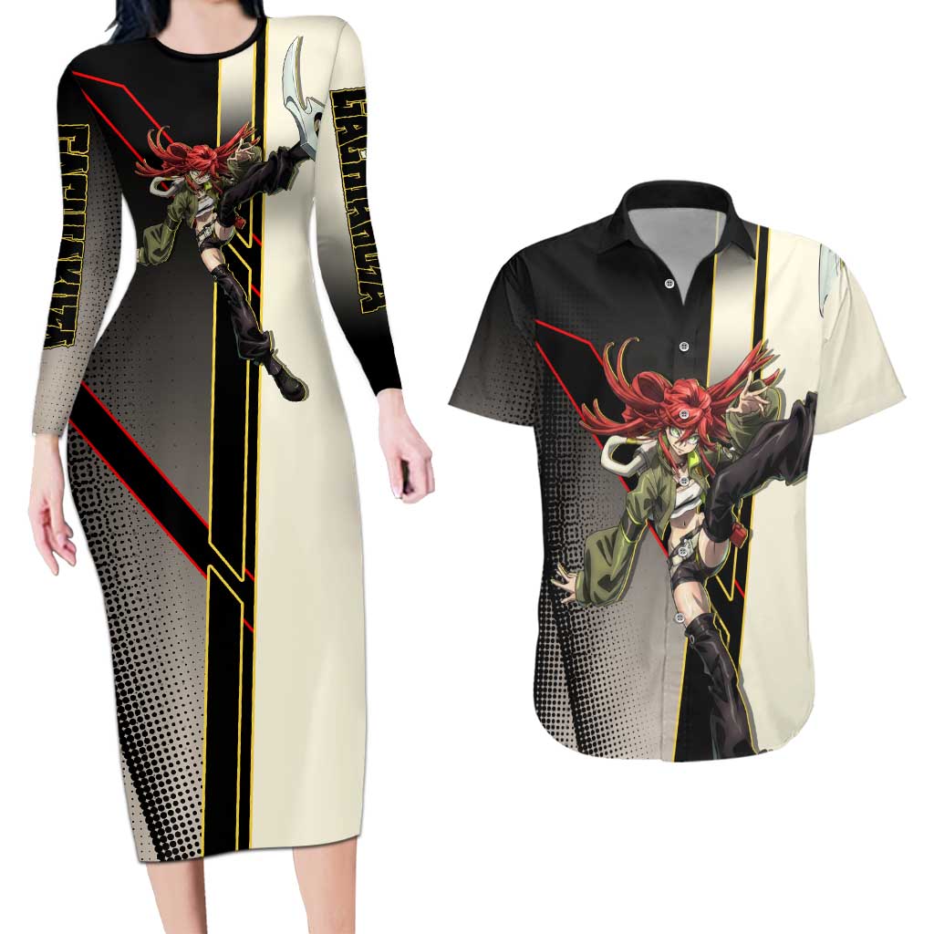 Riyo Blade Dancer Couples Matching Long Sleeve Bodycon Dress and Hawaiian Shirt Grunge Manga Illustration Style