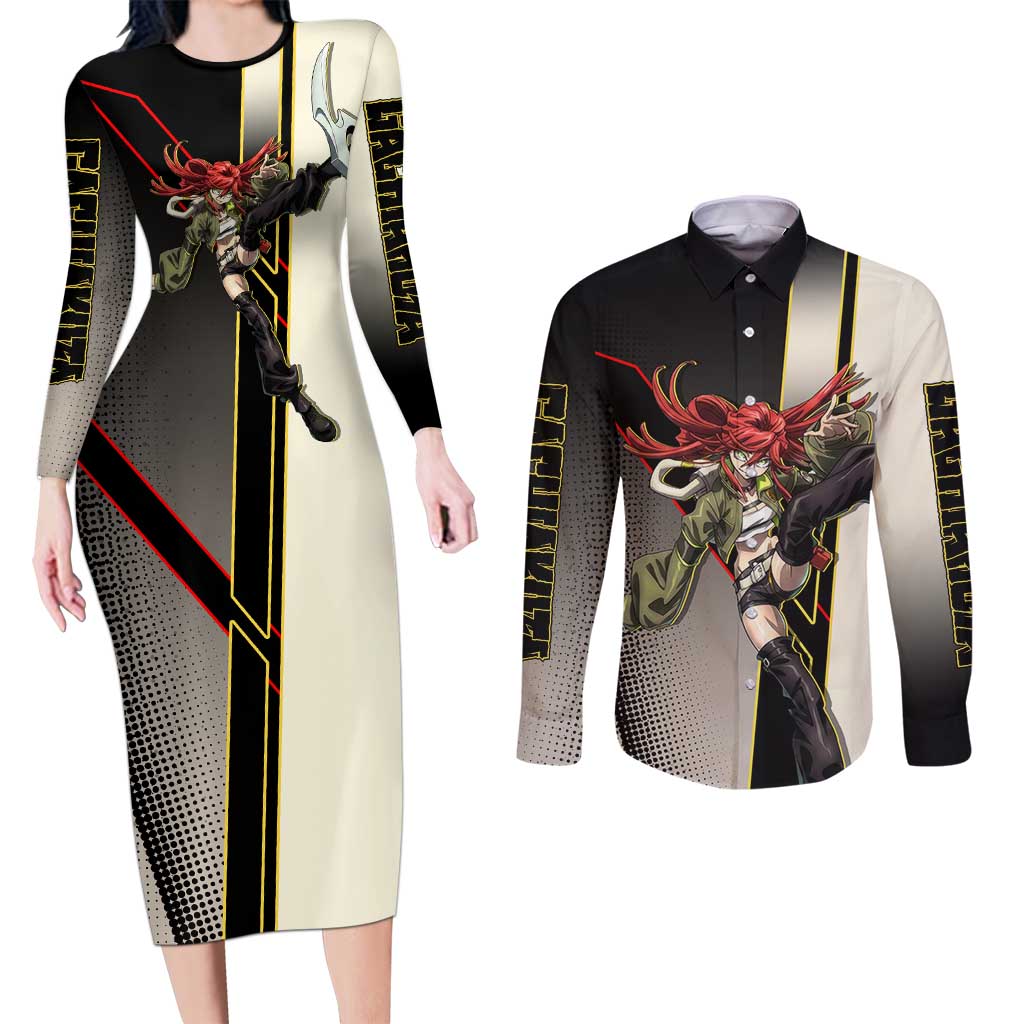 Riyo Blade Dancer Couples Matching Long Sleeve Bodycon Dress and Long Sleeve Button Shirt Grunge Manga Illustration Style