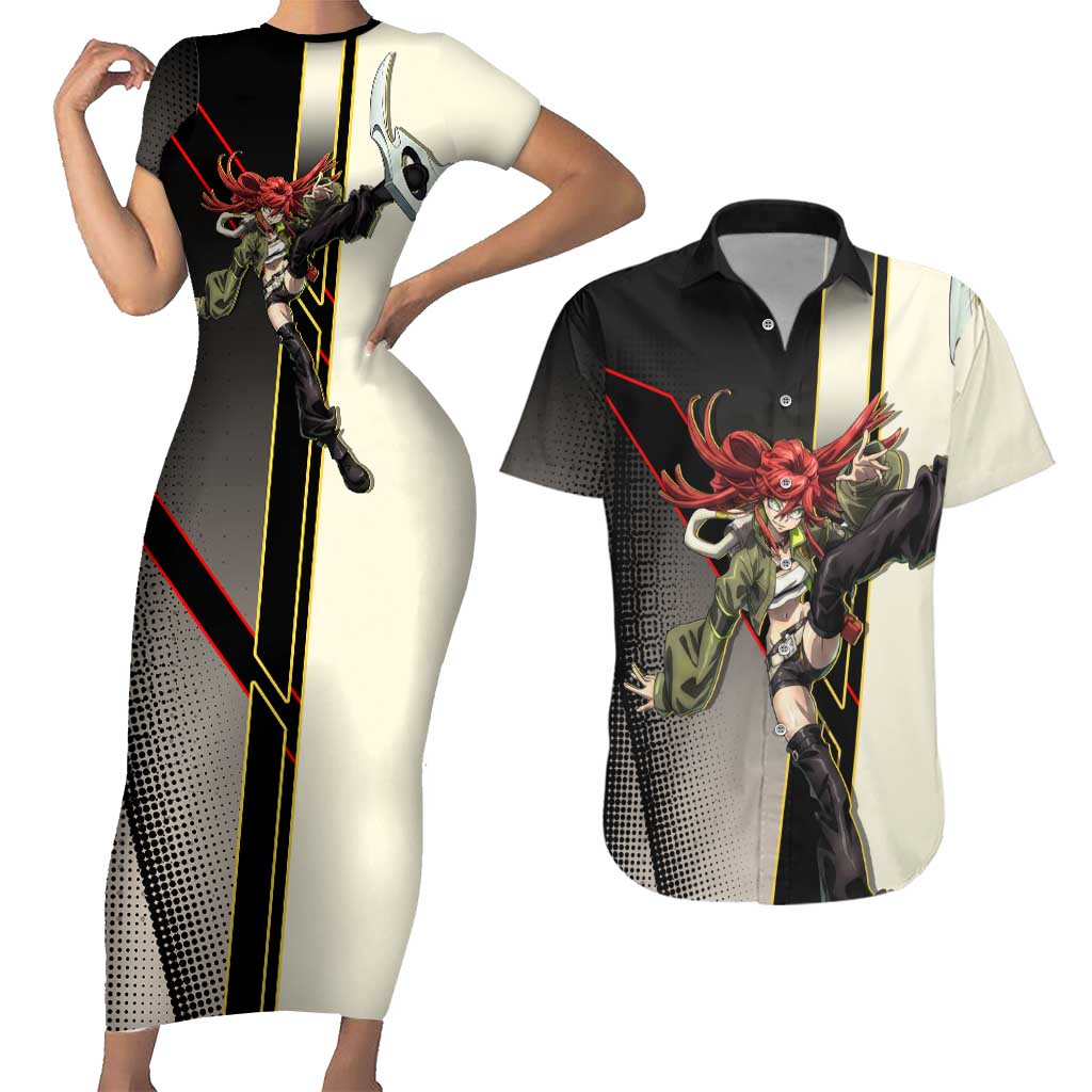 Riyo Blade Dancer Couples Matching Short Sleeve Bodycon Dress and Hawaiian Shirt Grunge Manga Illustration Style