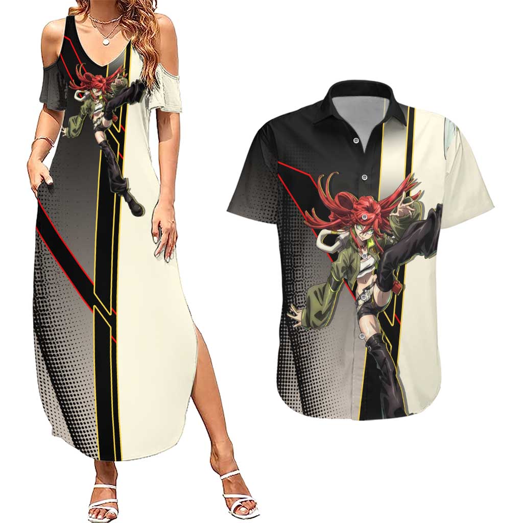 Riyo Blade Dancer Couples Matching Summer Maxi Dress and Hawaiian Shirt Grunge Manga Illustration Style