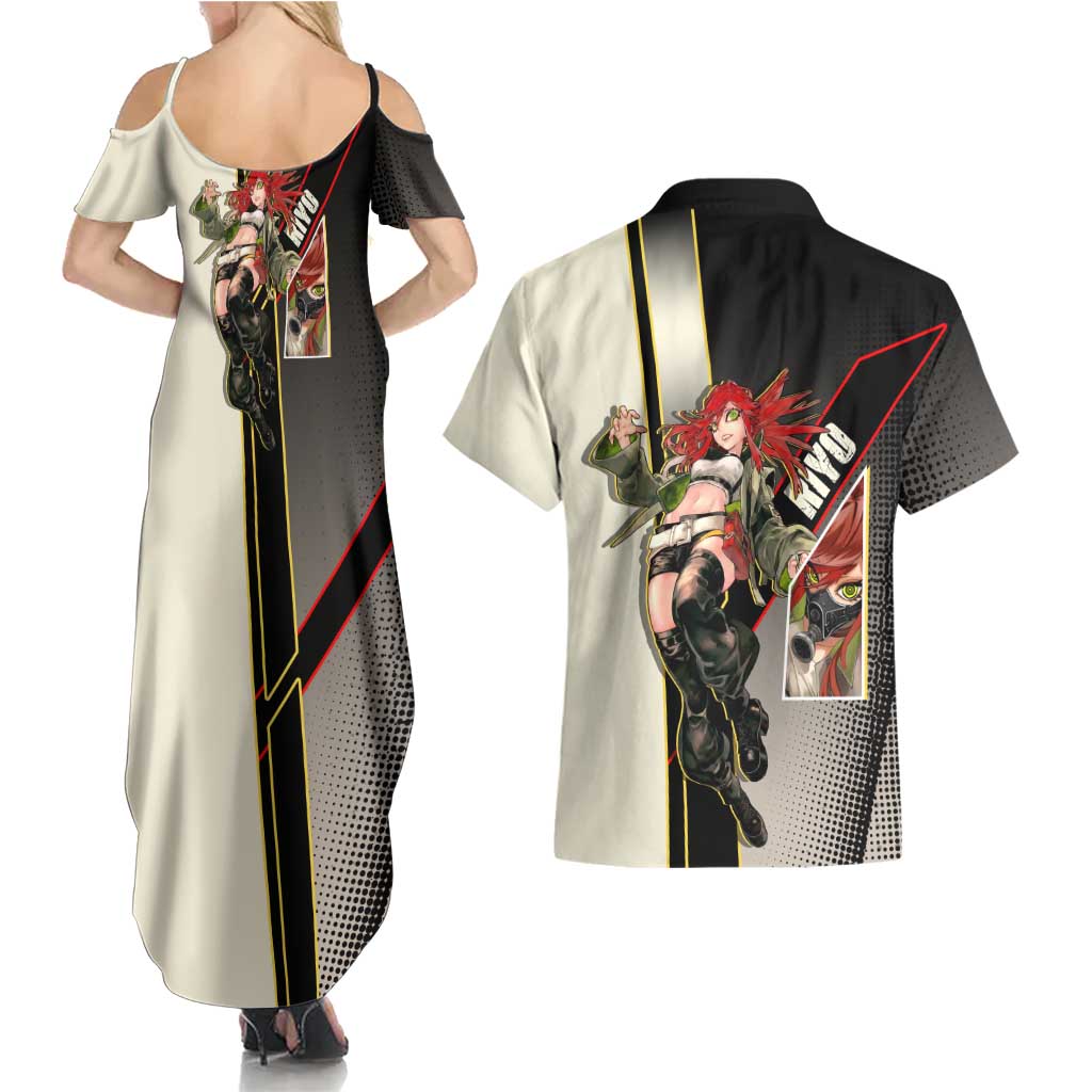 Riyo Blade Dancer Couples Matching Summer Maxi Dress and Hawaiian Shirt Grunge Manga Illustration Style