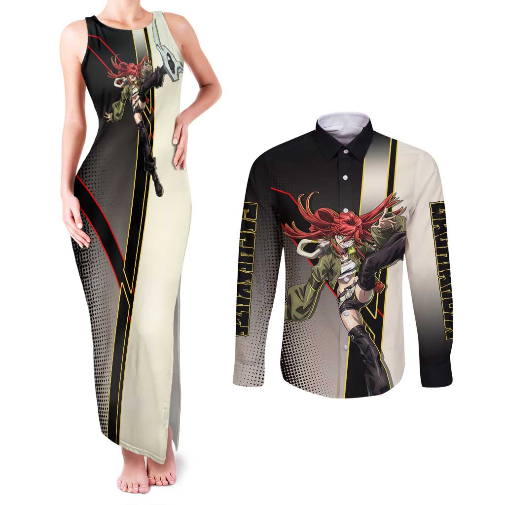Riyo Blade Dancer Couples Matching Tank Maxi Dress and Long Sleeve Button Shirt Grunge Manga Illustration Style