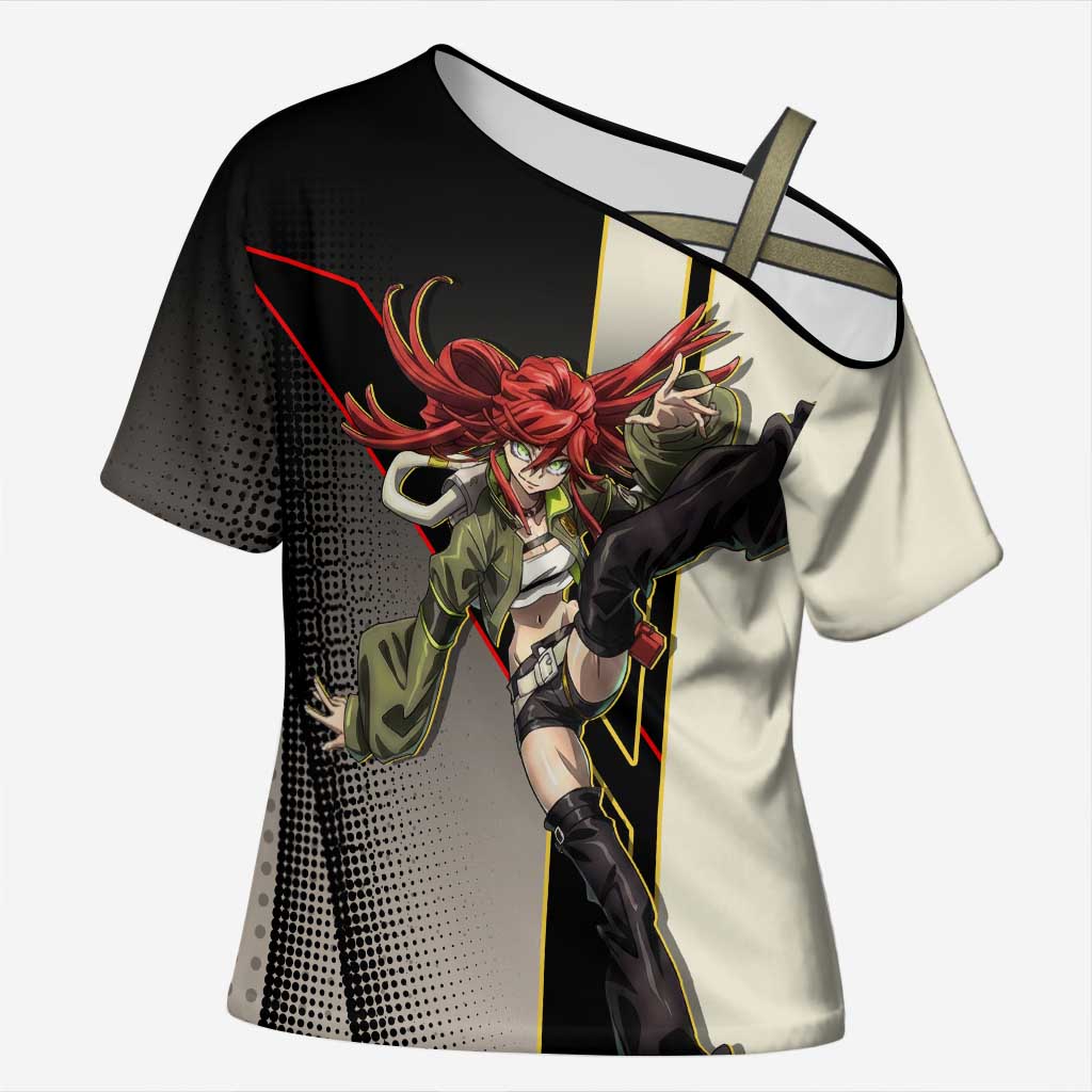 Riyo Blade Dancer Cross Shoulder Shirt Grunge Manga Illustration Style