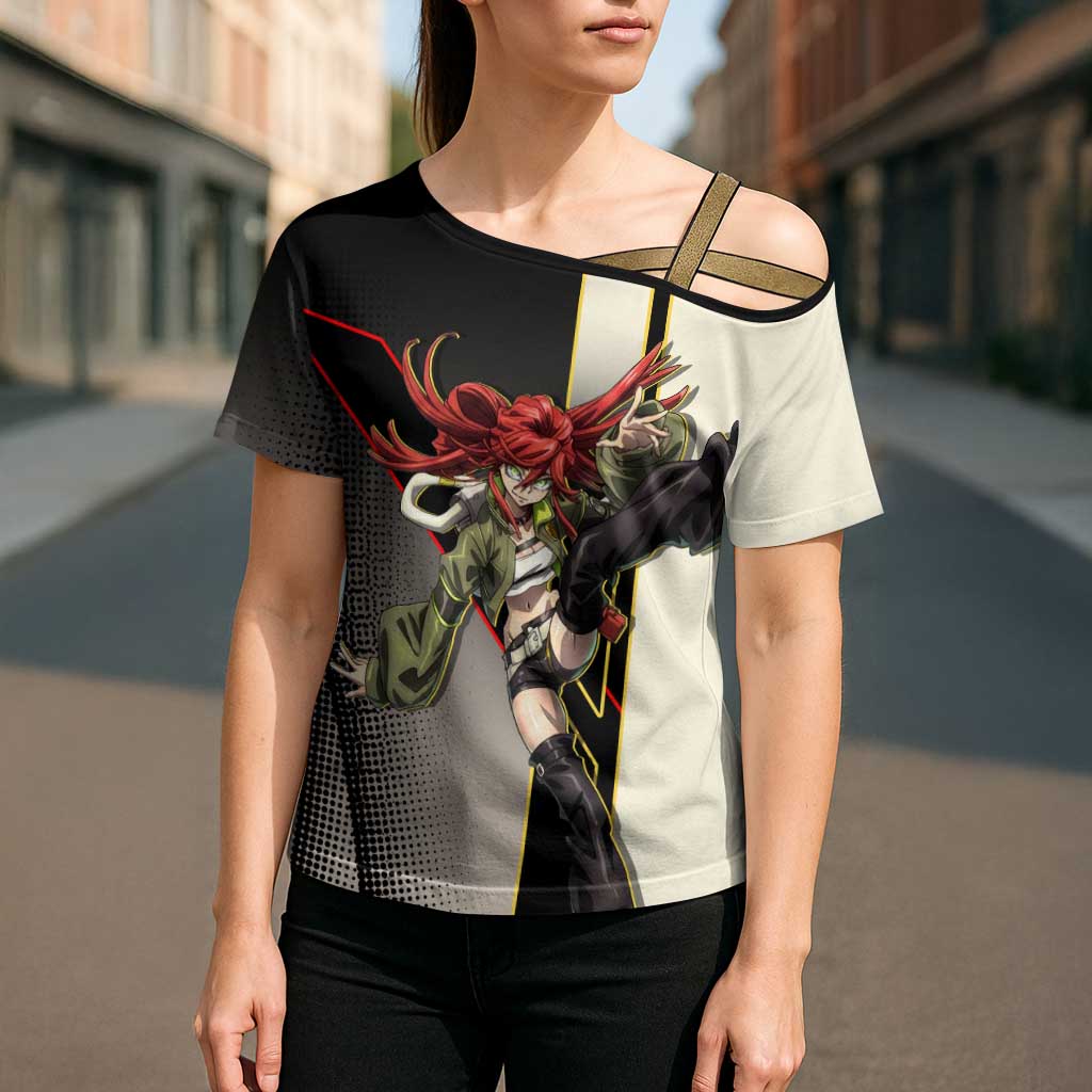 Riyo Blade Dancer Cross Shoulder Shirt Grunge Manga Illustration Style