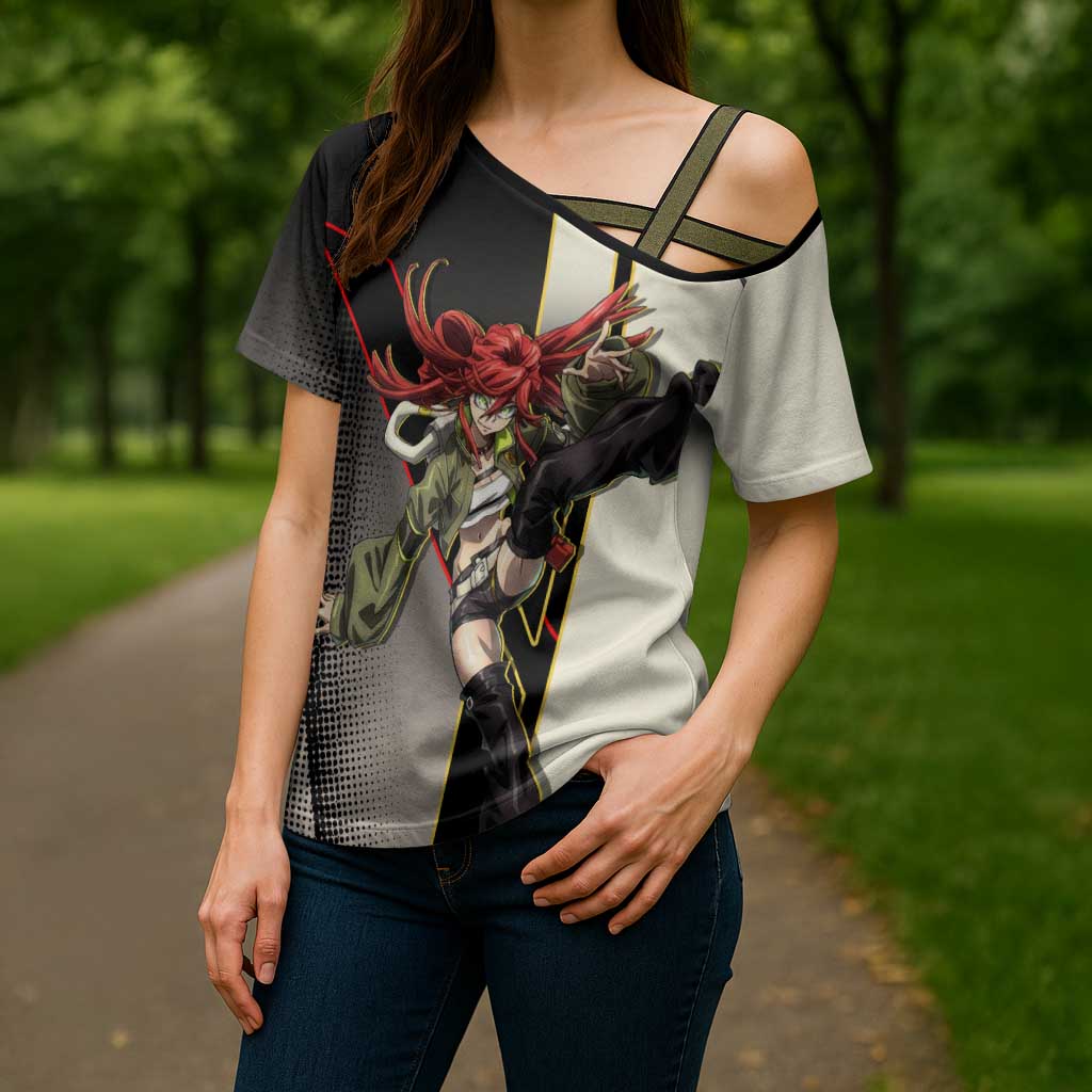 Riyo Blade Dancer Cross Shoulder Shirt Grunge Manga Illustration Style