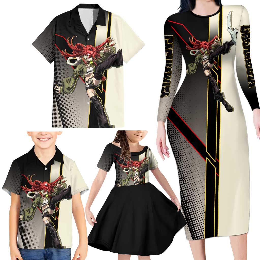 Riyo Blade Dancer Family Matching Long Sleeve Bodycon Dress and Hawaiian Shirt Grunge Manga Illustration Style