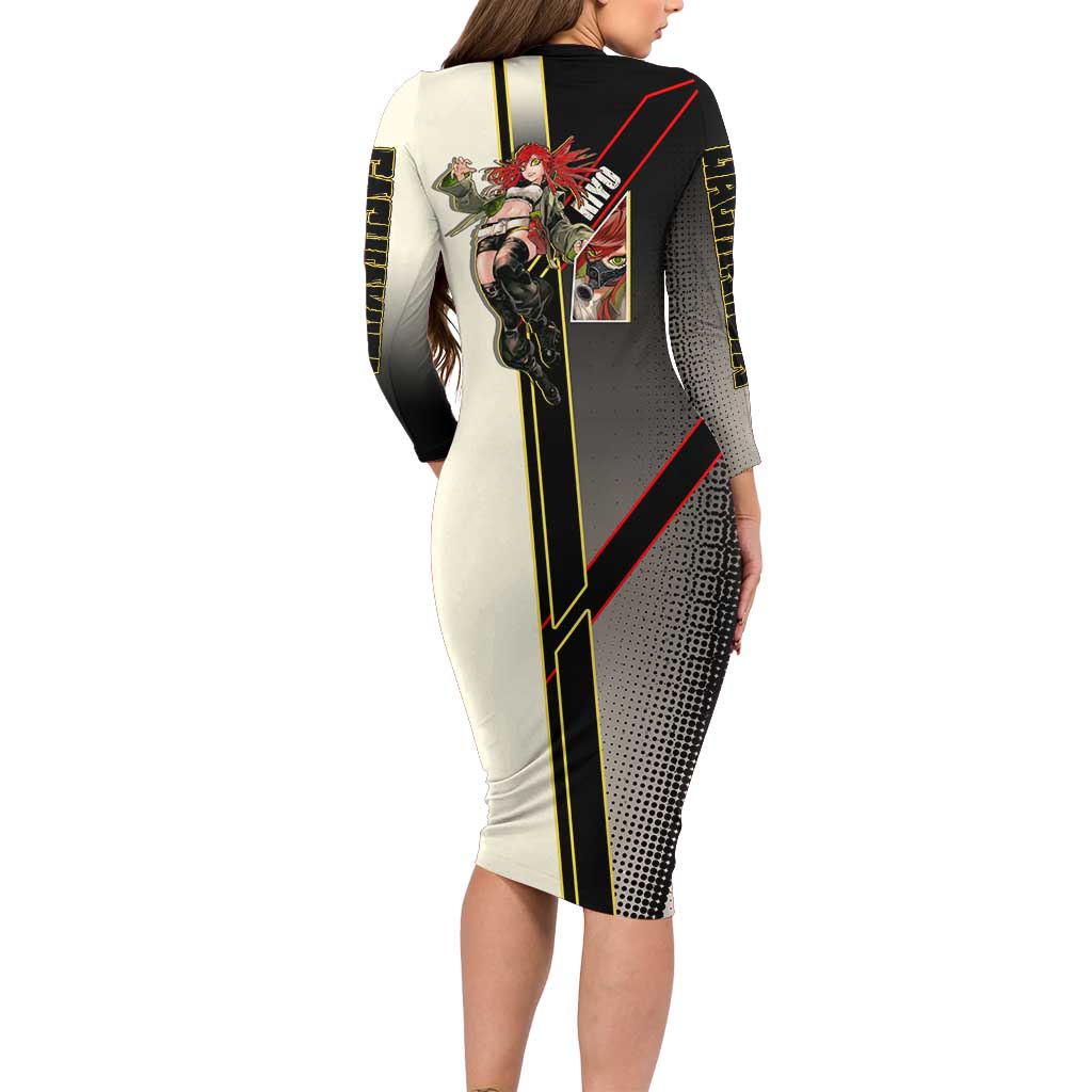 Riyo Blade Dancer Family Matching Long Sleeve Bodycon Dress and Hawaiian Shirt Grunge Manga Illustration Style