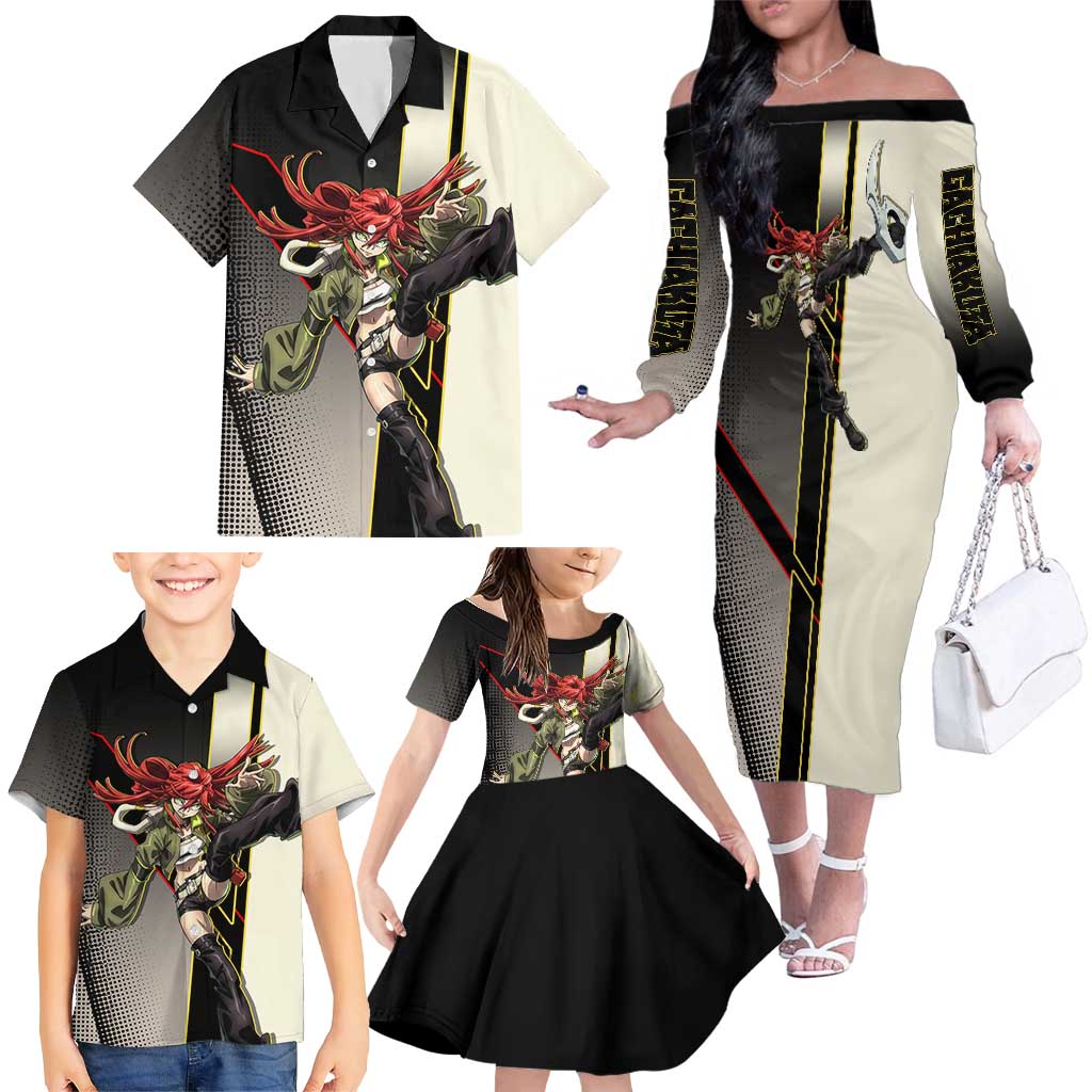Riyo Blade Dancer Family Matching Off The Shoulder Long Sleeve Dress and Hawaiian Shirt Grunge Manga Illustration Style