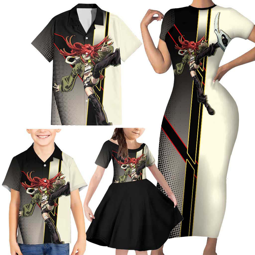Riyo Blade Dancer Family Matching Short Sleeve Bodycon Dress and Hawaiian Shirt Grunge Manga Illustration Style