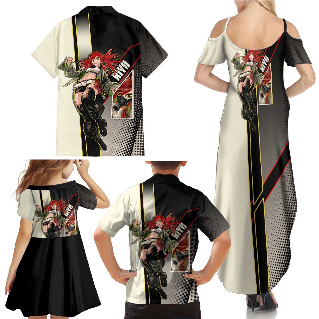 Riyo Blade Dancer Family Matching Summer Maxi Dress and Hawaiian Shirt Grunge Manga Illustration Style