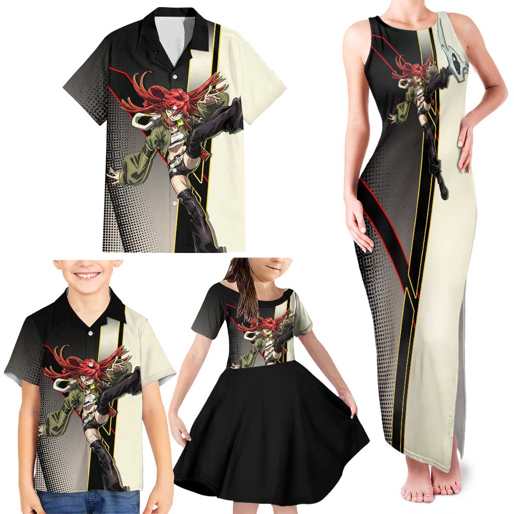 Riyo Blade Dancer Family Matching Tank Maxi Dress and Hawaiian Shirt Grunge Manga Illustration Style