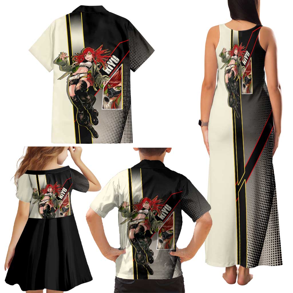 Riyo Blade Dancer Family Matching Tank Maxi Dress and Hawaiian Shirt Grunge Manga Illustration Style