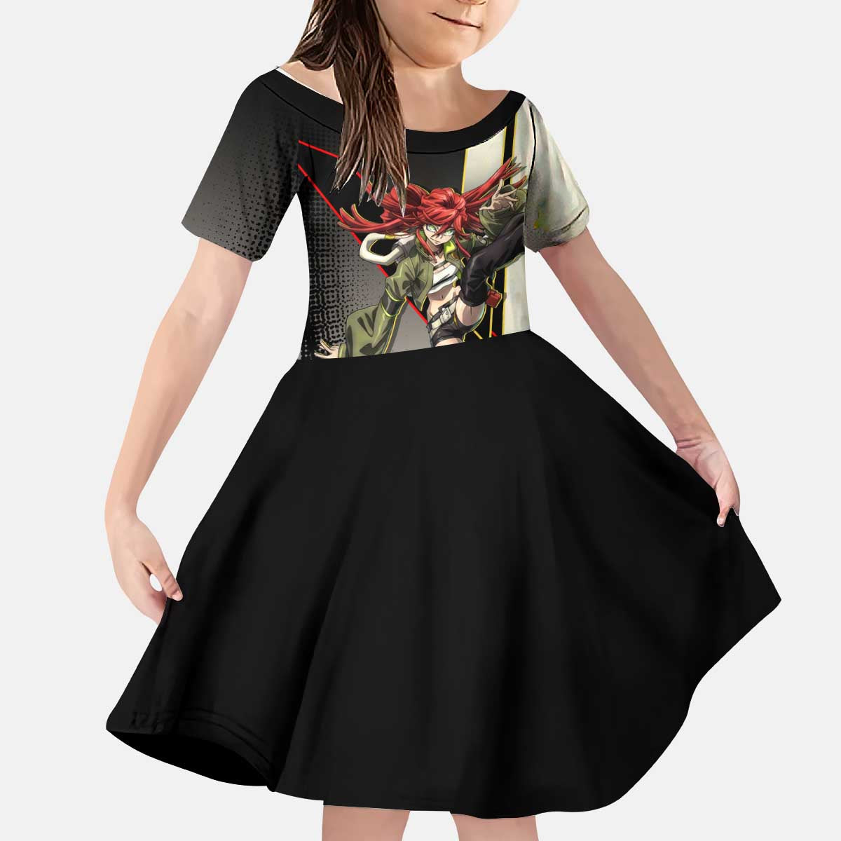 Riyo Blade Dancer Kid Short Sleeve Dress Grunge Manga Illustration Style