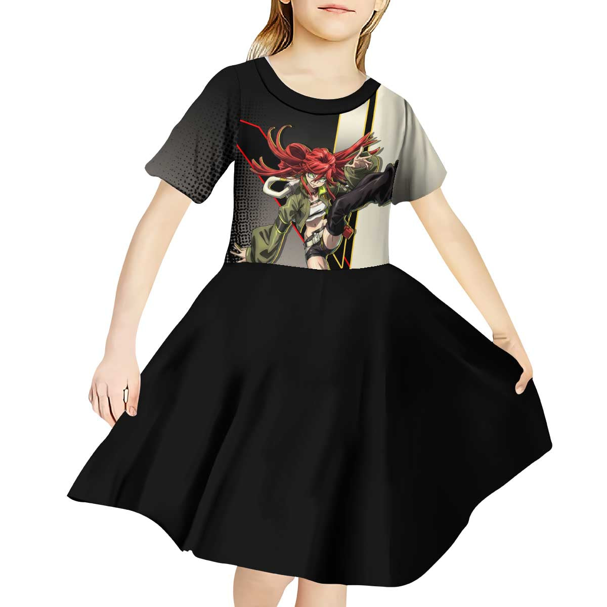 Riyo Blade Dancer Kid Short Sleeve Dress Grunge Manga Illustration Style