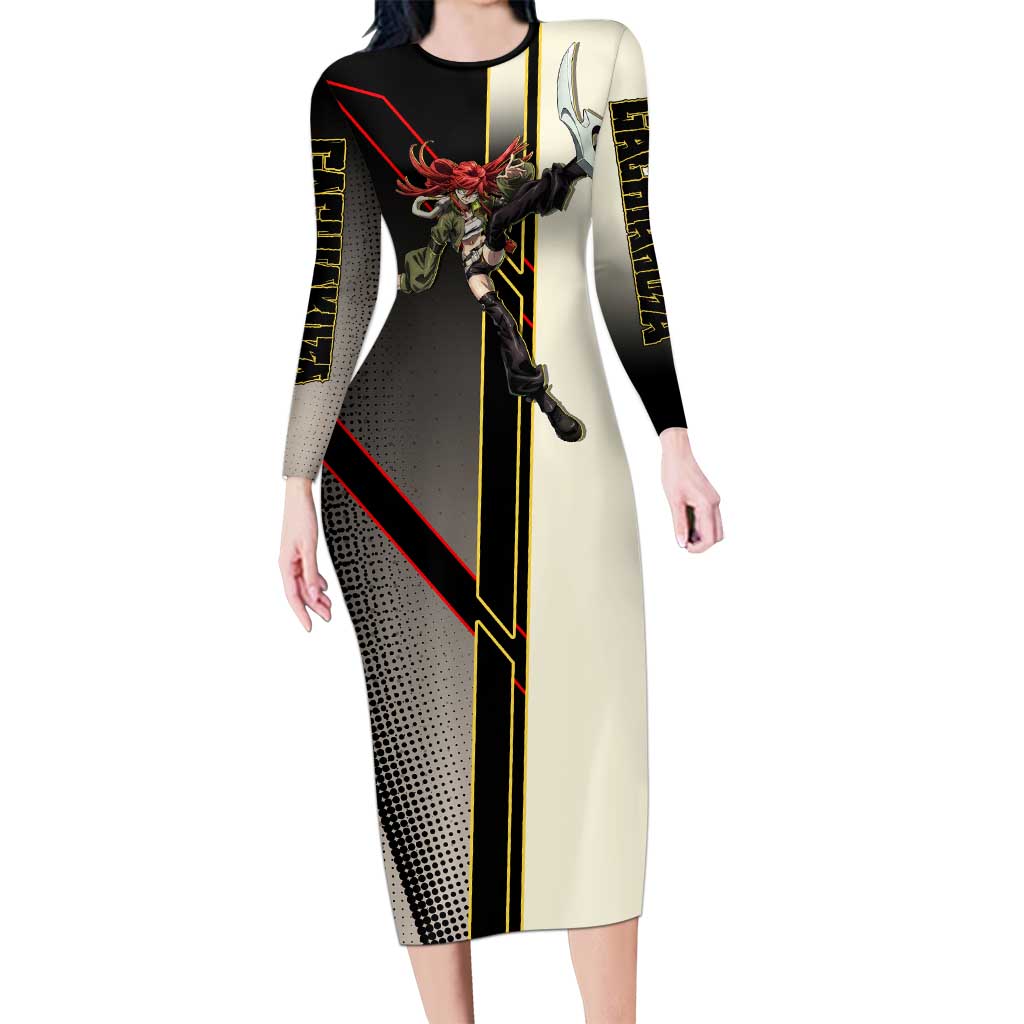 Riyo Blade Dancer Long Sleeve Bodycon Dress Grunge Manga Illustration Style
