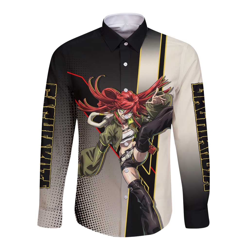Riyo Blade Dancer Long Sleeve Button Shirt Grunge Manga Illustration Style