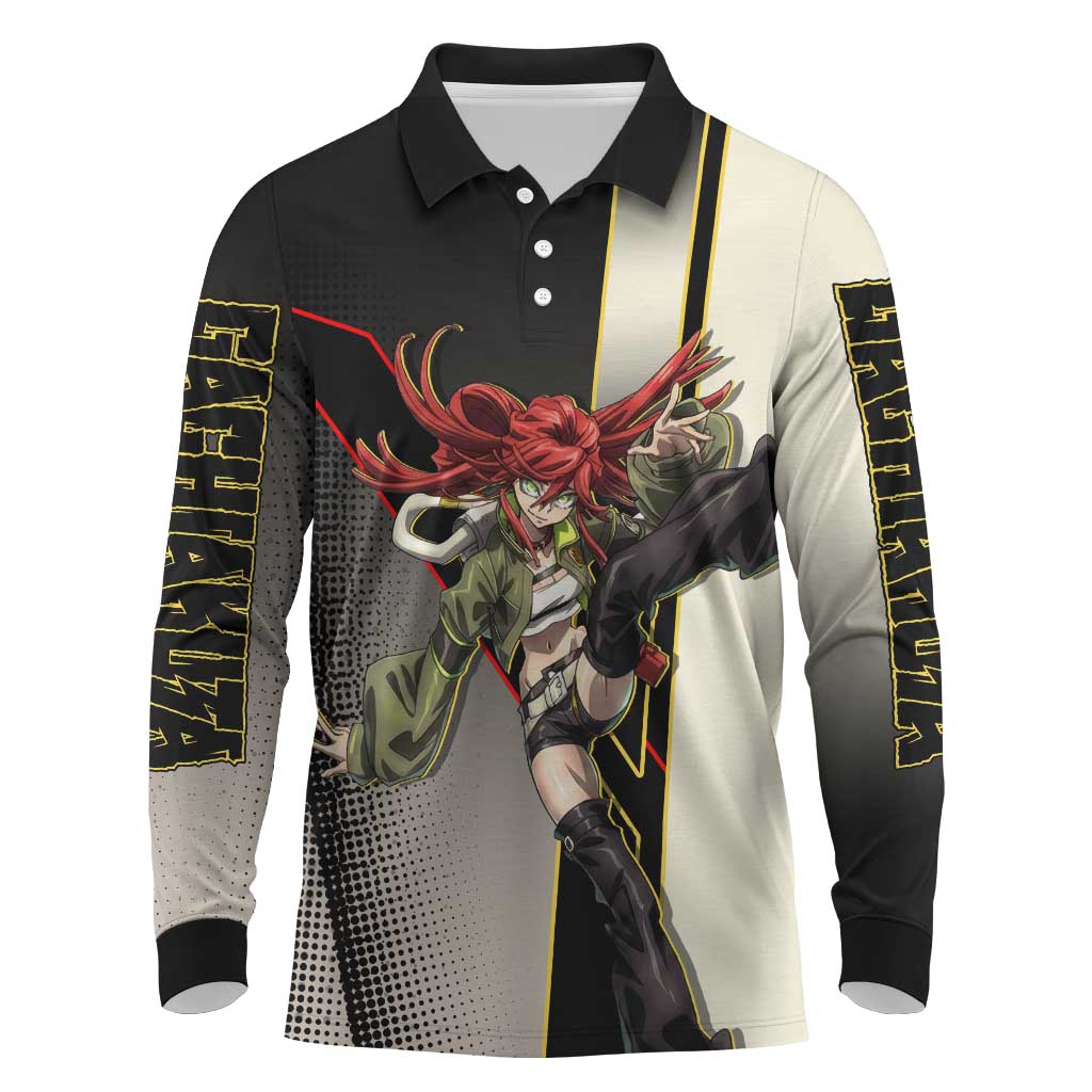 Riyo Blade Dancer Long Sleeve Polo Shirt Grunge Manga Illustration Style