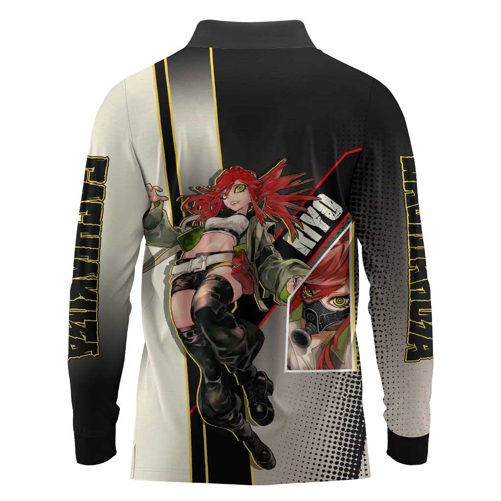 Riyo Blade Dancer Long Sleeve Polo Shirt Grunge Manga Illustration Style