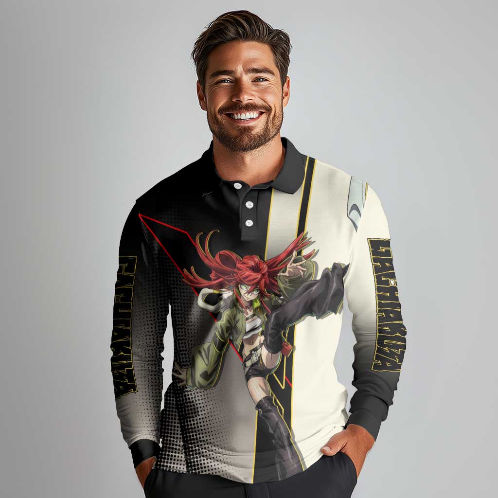 Riyo Blade Dancer Long Sleeve Polo Shirt Grunge Manga Illustration Style