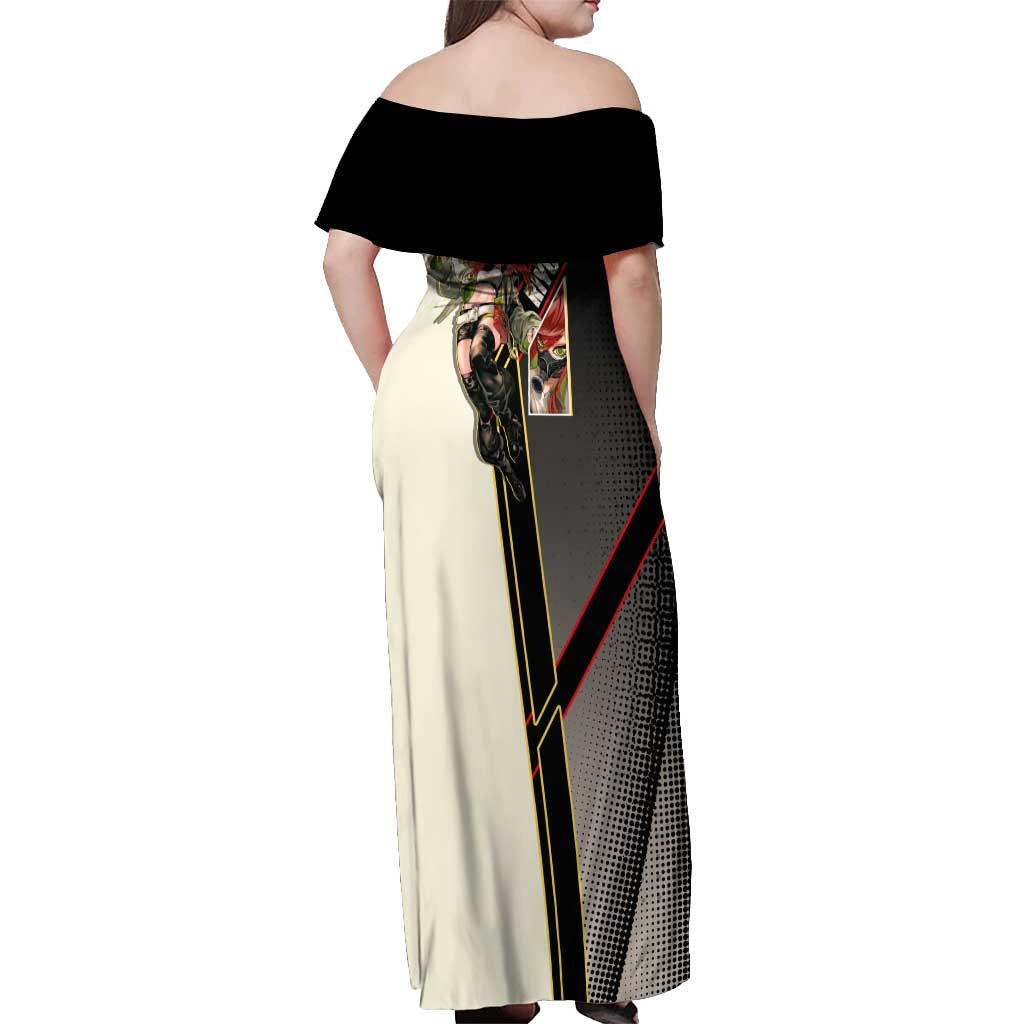 Riyo Blade Dancer Off Shoulder Maxi Dress Grunge Manga Illustration Style