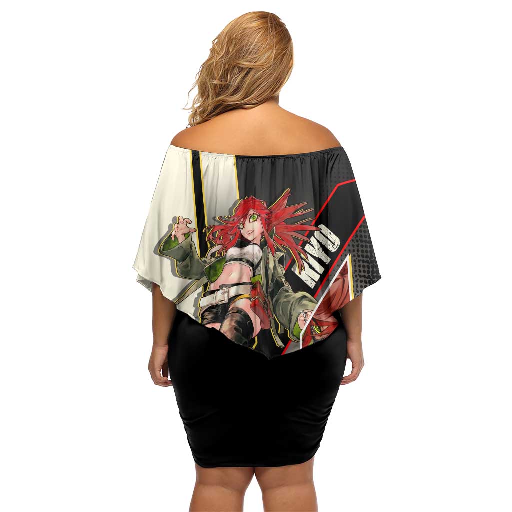Riyo Blade Dancer Off Shoulder Short Dress Grunge Manga Illustration Style