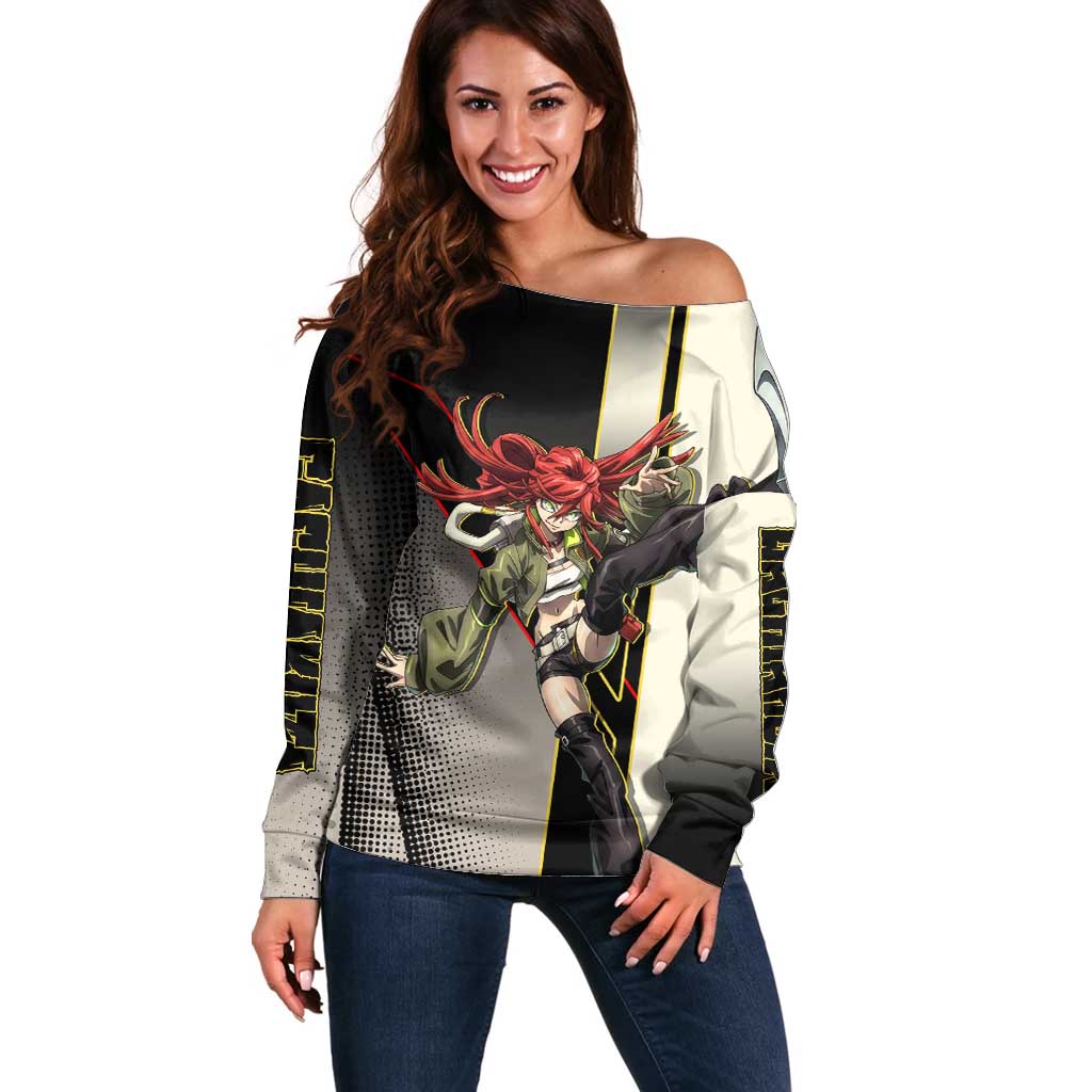Riyo Blade Dancer Off Shoulder Sweater Grunge Manga Illustration Style